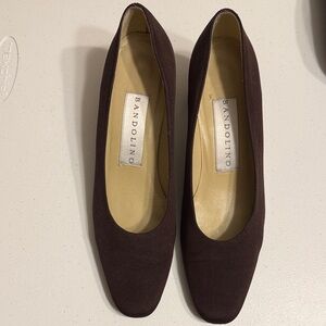 Bandolino Women's Dark Brown Square-Toe Fabric Flats